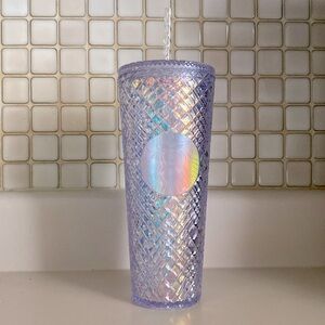 Starbucks Holographic Silver Crosshatch Christmas Tumbler
